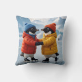 Christmas Pair of Penguins Ice Skating クッション (裏面)