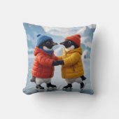 Christmas Pair of Penguins Ice Skating クッション (正面)