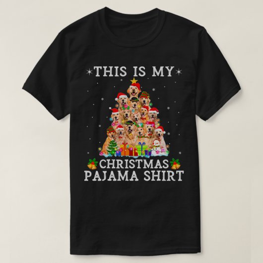 Christmas Pajama Golden Retriever Tree Dog Gifts L Tシャツ (デザイン正面)