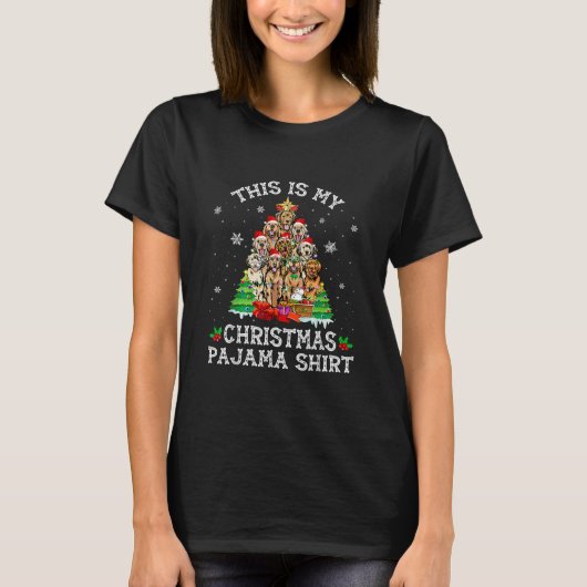 Christmas Pajama Golden Retriever Tree Tシャツ (正面)