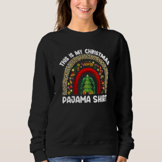 Christmas Pajama Leopard Rainbow Pajamas Xmas Men  スウェットシャツ