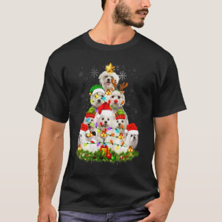 Christmas Pajama Maltese Tree Xmas Dog Dad Mom Tシャツ