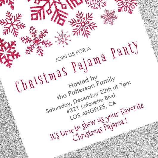 Christmas Pajama Party Chic Illustration Snowflake 招待状