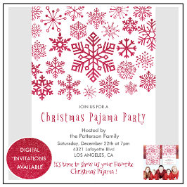 Christmas Pajama Party Chic Illustration Snowflake 招待状