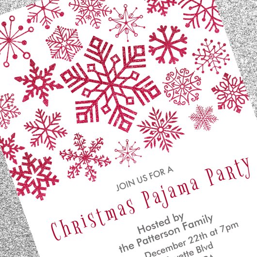 Christmas Pajama Party Chic Illustration Snowflake 招待状