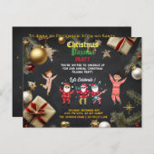 Christmas Pajama Party Kids インビテーションポストカード (正面/裏面)