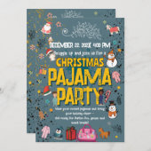 Christmas Pajama Party Kids Holiday Sleepover  招待状 (正面/裏面)