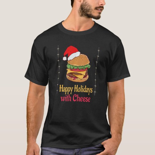 Christmas pajamas Happy Holidays with Cheese chees Tシャツ (正面)