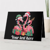 Christmas Palm Flamingo Personalized Xmas Lights カード (正面)