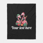 Christmas Palm Flamingo Personalized Xmas Lights  フリースブランケット (正面)
