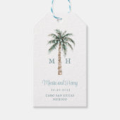 Christmas Palm Tree | Beach Wedding Monogram ギフトタグ (正面)