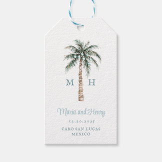 Christmas Palm Tree | Beach Wedding Monogram ギフトタグ