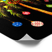 Christmas Palm Tree Light Hawaiian Trocal Xmas  ポスター (角)