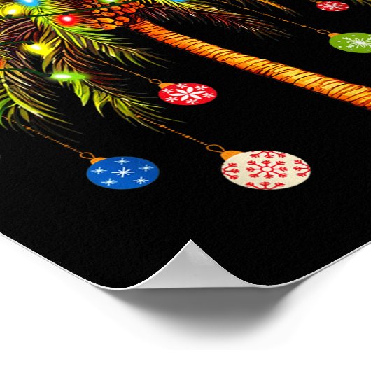 Christmas Palm Tree Light Hawaiian Trocal Xmas  ポスター (角)