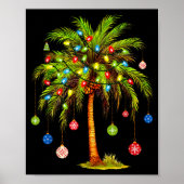 Christmas Palm Tree Light Hawaiian Trocal Xmas  ポスター (正面)