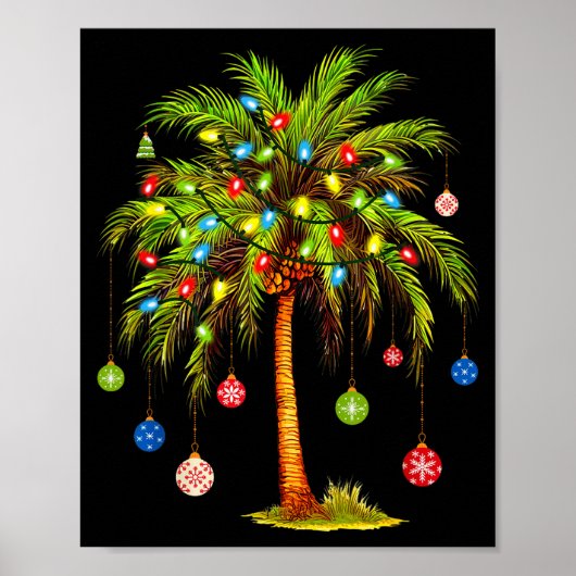 Christmas Palm Tree Light Hawaiian Trocal Xmas  ポスター (正面)