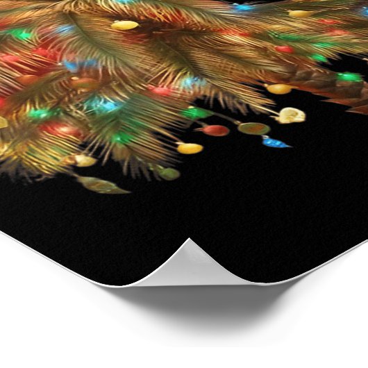 Christmas Palm Tree Light Hawaiian Trocal Xmas  ポスター (角)