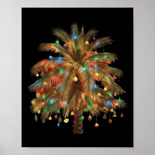 Christmas Palm Tree Light Hawaiian Trocal Xmas  ポスター (正面)