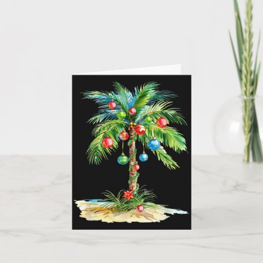 Christmas Palm Tree Light Hawaiian Trocal Xmas Men カード (正面)