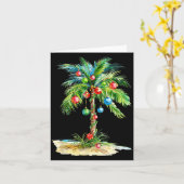 Christmas Palm Tree Light Hawaiian Trocal Xmas Men カード (黄色い花)