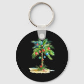 Christmas Palm Tree Light Hawaiian Trocal Xmas Men キーホルダー (正面)