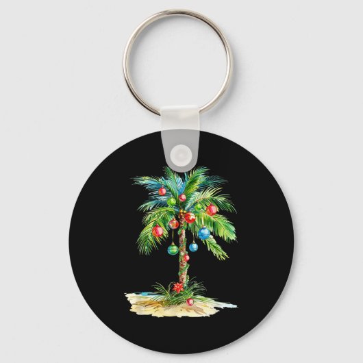 Christmas Palm Tree Light Hawaiian Trocal Xmas Men キーホルダー (正面)