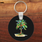 Christmas Palm Tree Light Hawaiian Trocal Xmas Men キーホルダー (正面)