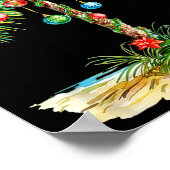 Christmas Palm Tree Light Hawaiian Trocal Xmas Men ポスター (角)