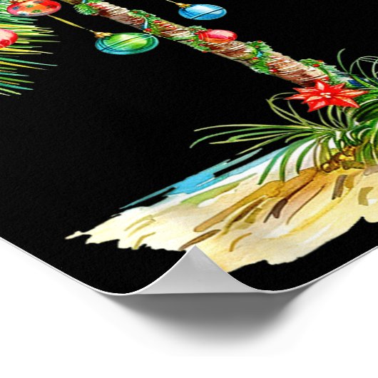 Christmas Palm Tree Light Hawaiian Trocal Xmas Men ポスター (角)