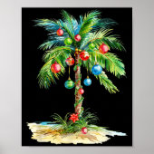 Christmas Palm Tree Light Hawaiian Trocal Xmas Men ポスター (正面)
