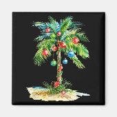 Christmas Palm Tree Light Hawaiian Trocal Xmas Men マグネット (正面)