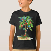 Christmas Palm Tree Light Hawaiian Trocal Xmas Men Tシャツ (正面)
