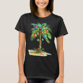 Christmas Palm Tree Light Hawaiian Trocal Xmas Men Tシャツ (正面)