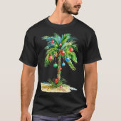 Christmas Palm Tree Light Hawaiian Trocal Xmas Men Tシャツ (正面)