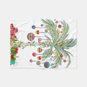 Christmas Palm Tree Light Hawaiian Tropical Xmas フリースブランケット (正面(横))