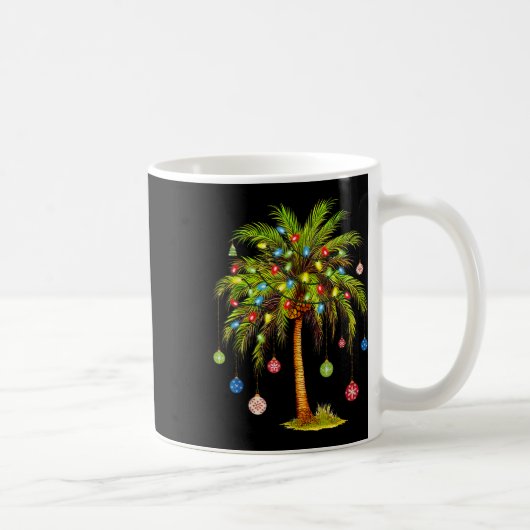Christmas Palm Tree Light Hawaiian Tropical Xmas 1 コーヒーマグカップ (右)