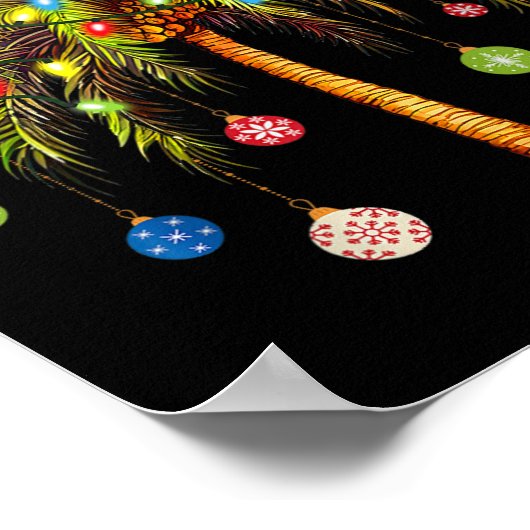 Christmas Palm Tree Light Hawaiian Tropical Xmas 1 ポスター (角)