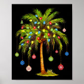 Christmas Palm Tree Light Hawaiian Tropical Xmas 1 ポスター (正面)