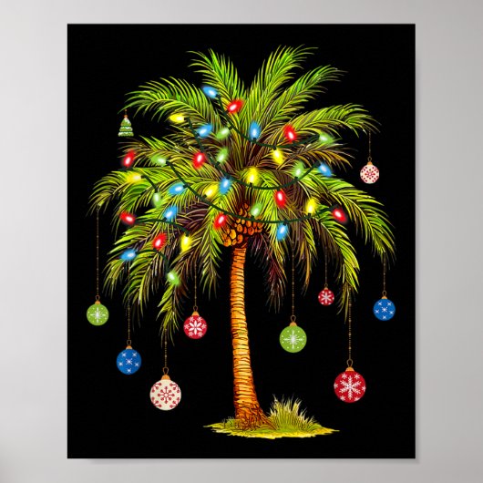 Christmas Palm Tree Light Hawaiian Tropical Xmas 1 ポスター (正面)