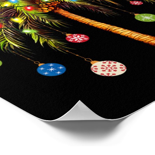 Christmas Palm Tree Light Hawaiian Tropical Xmas 1 ポスター (角)