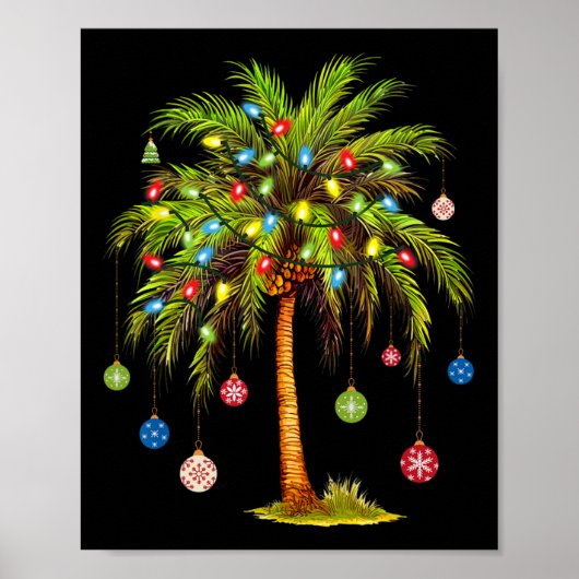 Christmas Palm Tree Light Hawaiian Tropical Xmas 1 ポスター (正面)