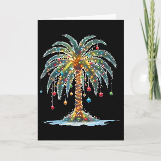 Christmas Palm Tree Light Hawaiian Tropical Xmas 2 カード (正面)