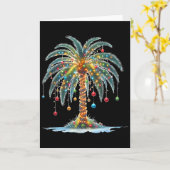 Christmas Palm Tree Light Hawaiian Tropical Xmas 2 カード (黄色い花)