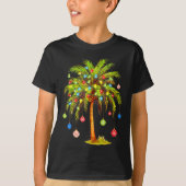 Christmas Palm Tree Light Hawaiian Tropical Xmas  Tシャツ (正面)
