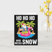 Christmas Palm Tree Santa Surfing Beach Vacation X カード (黄色い花)