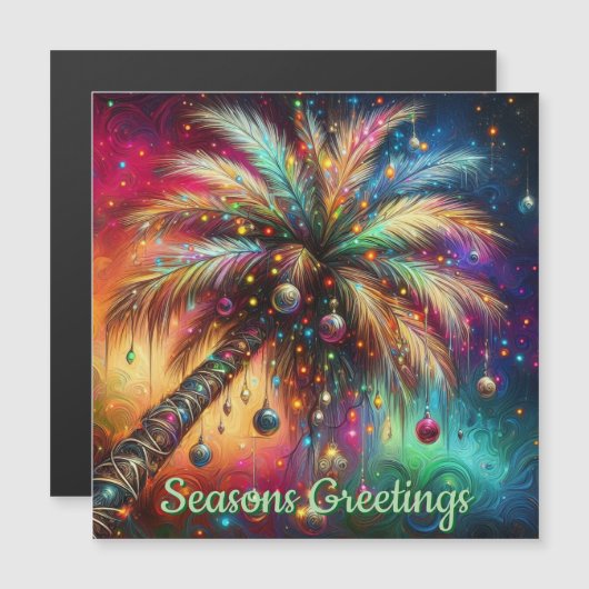 Christmas Palm Tree Tropical Beach Magnetic Card (正面/裏面)