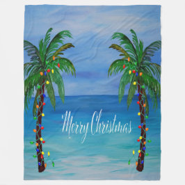 Christmas palm tree tropical Holiday フリースブランケット