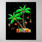 Christmas Palm Tree Tropical Xmas Coconut Lights ポスター (正面)