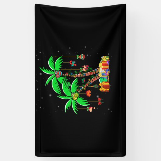 Christmas Palm Tree Tropical Xmas Coconut Lights 横断幕 (縦)