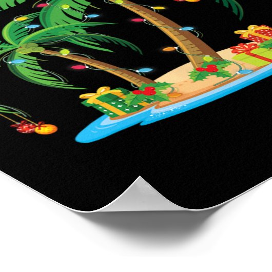 Christmas Palm Tree Tropical Xmas Gift Coconut Lig ポスター (角)